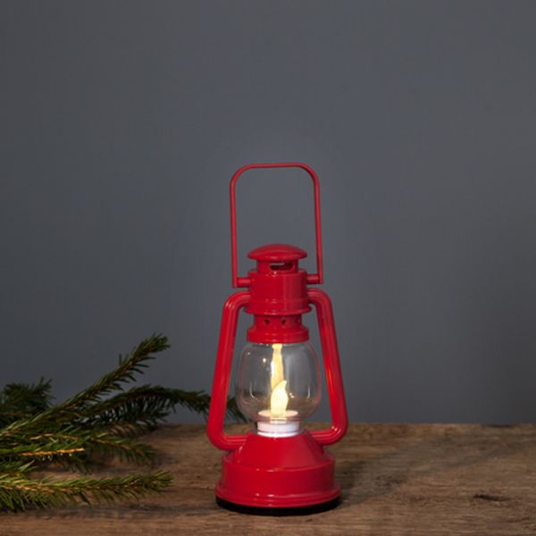 Red LED lantern on battery 15 cm