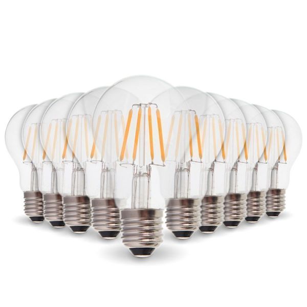 Lot de 10 Ampoules LED E27 4.9W Filament eq. 40W blanc chaud 2700K