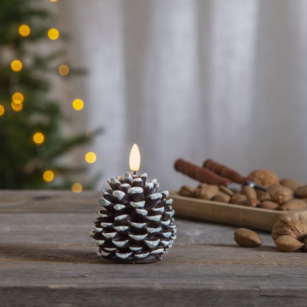 LED Pine Cone Wax Candle with Flickering Flame