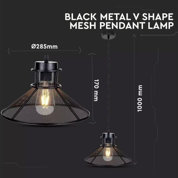 Lámpara colgante interior de metal negro estilo industrial retro bombilla e27