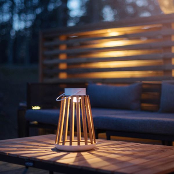 CALABRIA LATERN LED Solar Tisch- oder Hängelampe Wood Outdoor