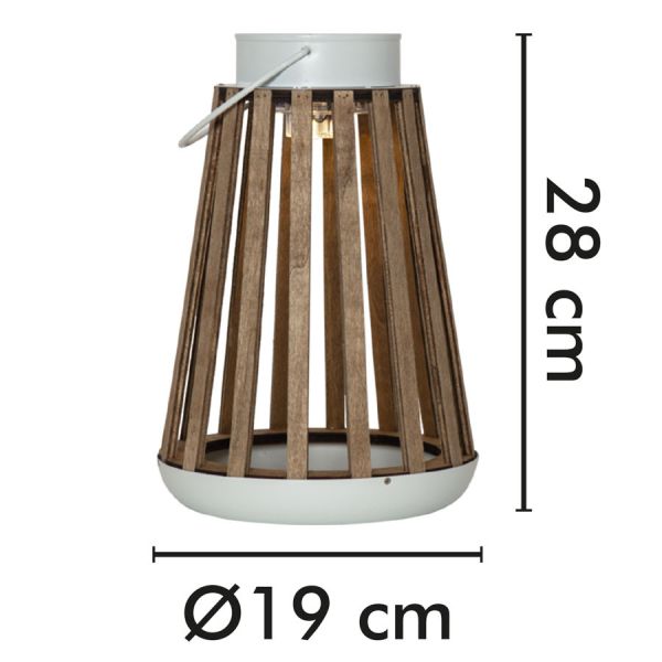 Lampe de table ou à suspendre solaire LED CALABRIA LANTERN Bois Extérieur