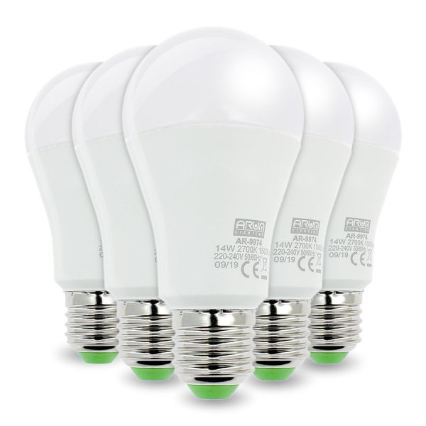 LOT de 5 ampoules LED E27 14W Rendu de 100W Gros culot vis