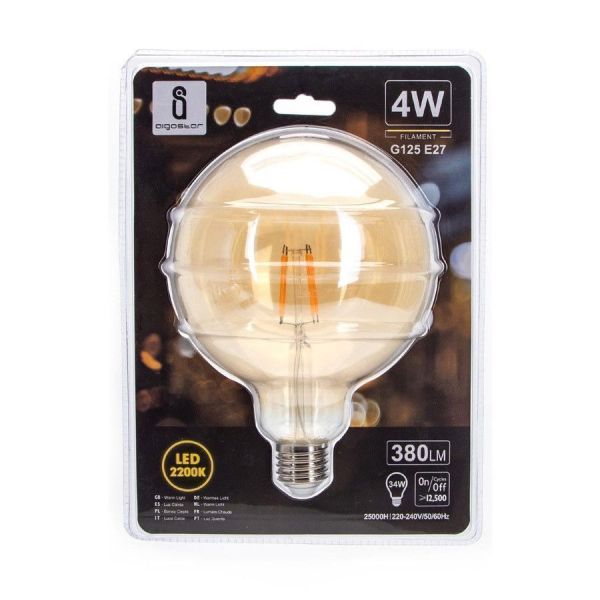 Ampoule LED E27 G125 Ambrée Filament 4W Eq 34W