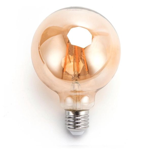 Ampoule globe led ambrée filament lumière chaude 12,5 cm E27
