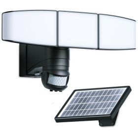Proiettore LED solare a 3 teste multi-angolo nero da 1000 lumen