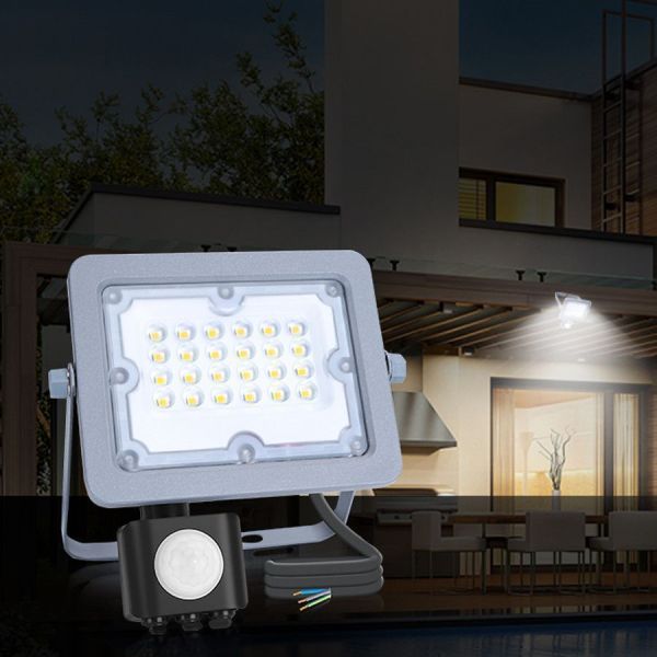 30W Gray LED floodlight with motion detector IP65