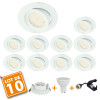 Set of 10 Snail White adjustable recessed LED spotlight complete with GU10 230V 5W bulb