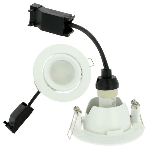 Set mit 10 einstellbaren LED-Einbaustrahlern in Snail White, komplett mit GU10 230 V 7 W-Glühbirne