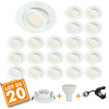 Lot de 20 Spot LED encastrable orientable Escargot Blanc complet avec Ampoule GU10 230V 5W