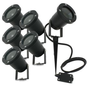 Set of 6 Outdoor Stake Spotlights for LED GU10 Garden Lighting