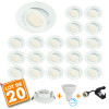 Set of 20 Adjustable Snail White LED Recessed Spotlight Complete with GU10 230V 7W Dimmable Bulb