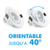 Set of 50 Snail White adjustable recessed LED spotlight complete with GU10 230V 5W bulb