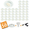 Set mit 50 einstellbaren LED-Einbaustrahlern in Snail White, komplett mit GU10 230 V 5 W-Glühbirne