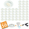 Set de 50 Focos LED Empotrables Regulables Blanco Caracol Completos con Bombilla GU10 230V 7W Regulable