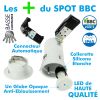 Set of 10 Fixed Recessed Spotlights White GU10 CASTEL UGR BBC RT2012 Low Luminance with GU10 230V 7W Dimmable Bulb