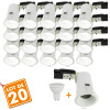 Lot de 20 Spots Encastrables Fixe Blanc GU10 CASTEL UGR BBC RT2012 Basse Luminance avec Ampoule GU10 230V 7W