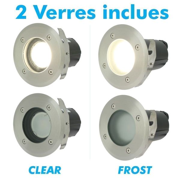 Set of 6 recessed spotlights IP67 CANYON PRO STAINLESS STEEL 304 GU10 + automatic connector