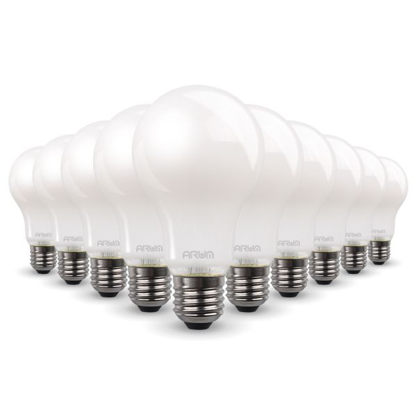 Set of 10 LED Filament Bulbs E27 10W Eq 75W Glass