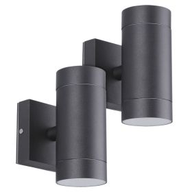 Set of 2 black wall lights VENICE Exterior double beam GU10 IP54