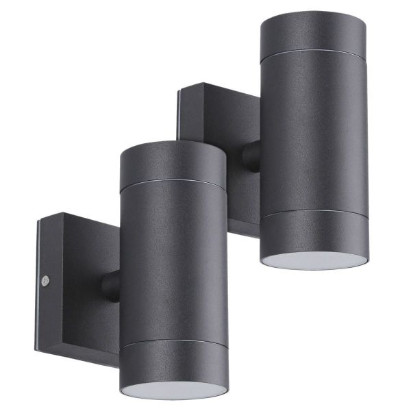 Set of 2 black wall lights VENICE Exterior double beam GU10 IP54