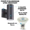 Set of 2 VENICE BLACK Outdoor double-beam wall lights with 4 GU10 5W LED bulbs