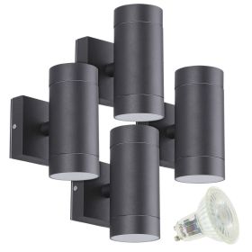 Set of 4 VENICE BLACK Outdoor double-beam wall lights with 8 GU10 5W LED bulbs