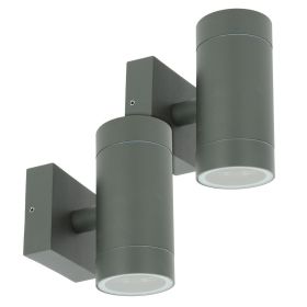 Set of 2 wall lights VENICE Anthracite exterior double beam GU10 IP54