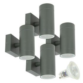 Set of 4 Wall Lights VENICE Gray Anthracite Outdoor double beam with 8 LED bulbs GU10 5W