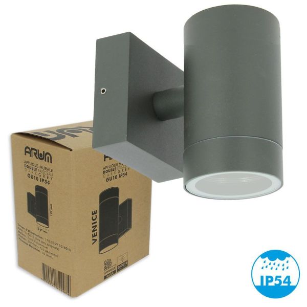 Set of 2 Wall Lights VENICE Outdoor Anthracite Gray single beam with 2 GU10 5W LED bulbs