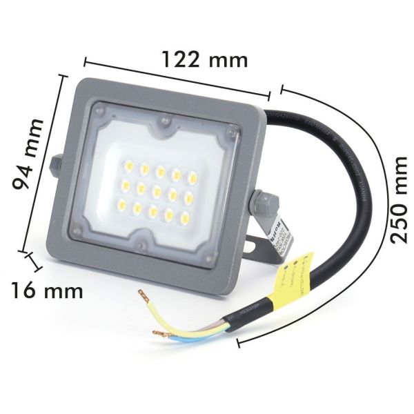 10W LED Outdoor Gray Floodlight 9000 Lumens IP65