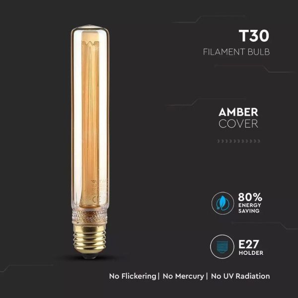 Ampoule LED E27 T30 Déco Vintage 2W Ambrée 1800K