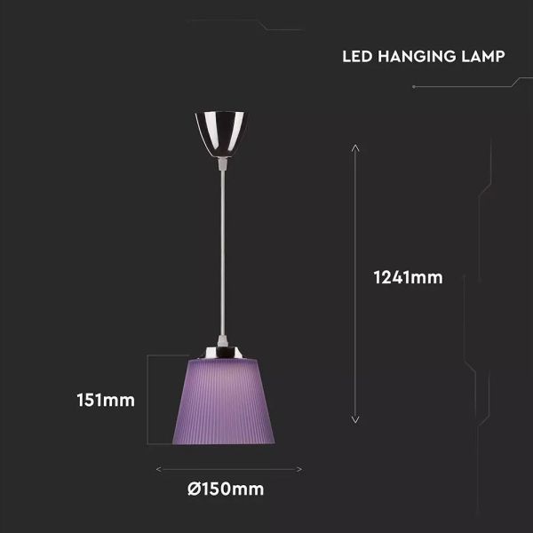 7W Chrome and Purple LED Indoor Pendant Natural White