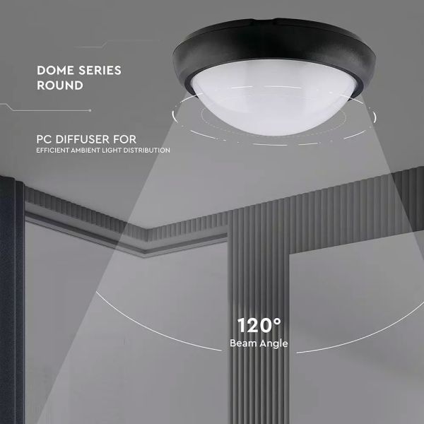 Outdoor ceiling light Black IP54 12W equi 60W V-TAC
