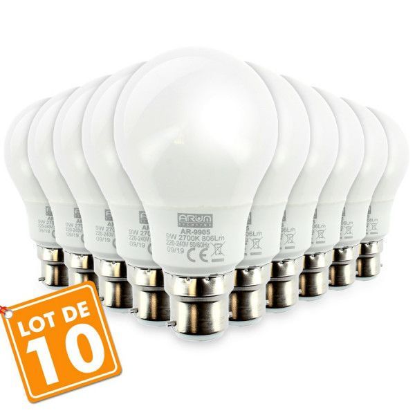 Set di 10 lampadine LED B22 9W eq 60W 806lm - Ricondizionate