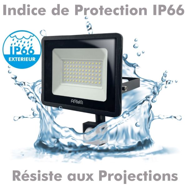 50W LED floodlight Black motion detector IP65