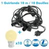 Professional Guinguette Garland 10 B22 LED Bulbs 1W Warm White 10 meters Interconnectable