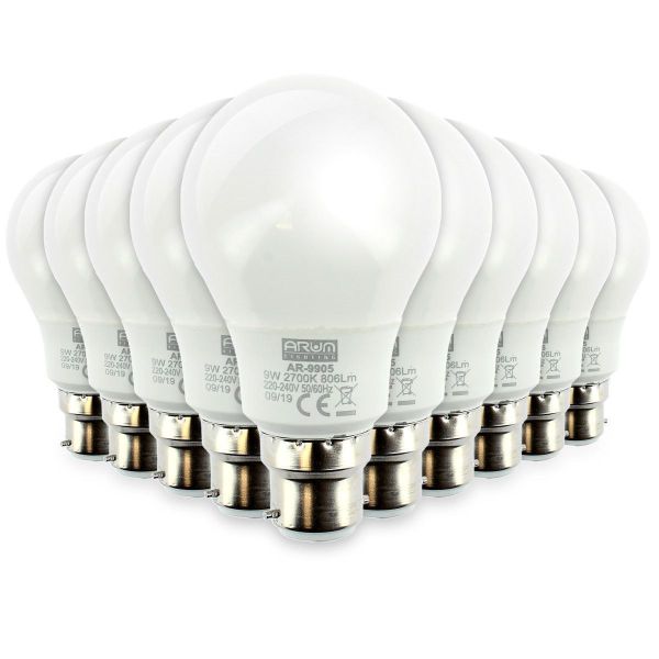 Set of 10 LED bulbs B22 8W eq 60W 806lm