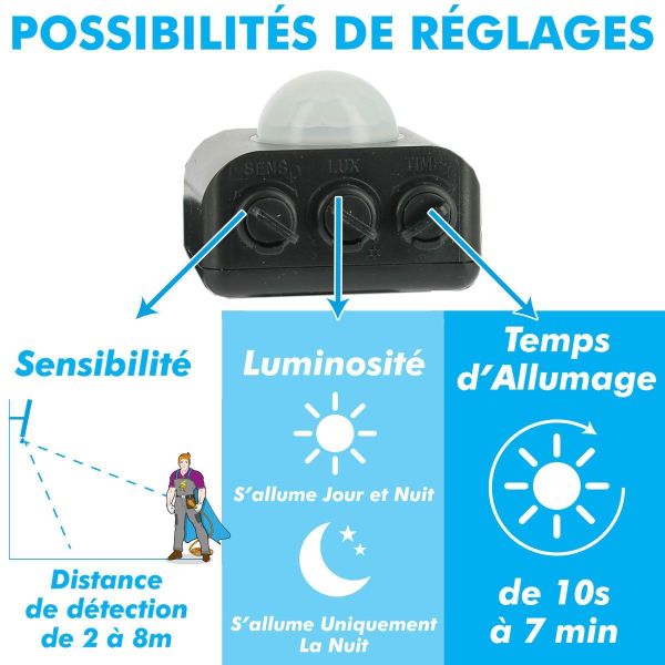 Set of 2 30W LED floodlights Black outdoor motion detector