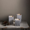 Concrete effect wax LED candle with flickering flame 11cm