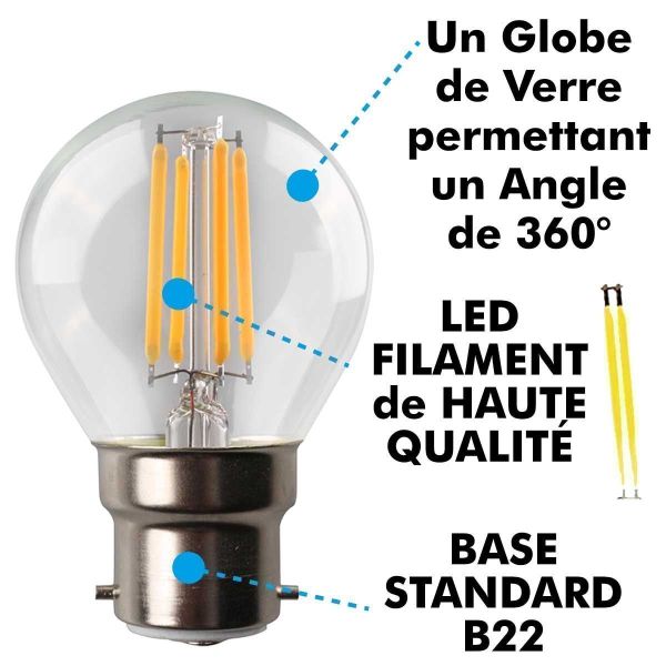 Professionelle Guinguette-Girlande 10 B22 4W warmweiße LED-Lampen 10 Meter anschließbar