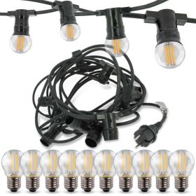 Professional guinguette garland 10 LED bulbs E27 4W Warm White 10 meters Interconnectable