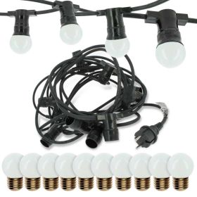 Professional guinguette garland 10 LED bulbs E27 1W Warm White 10 meters Interconnectable