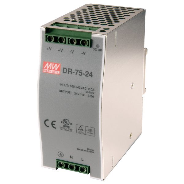24 V/3.2 A/75 W DIN mounting switching power supply