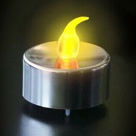 24 Yellow Led Candles Flame Effect Silver Finish