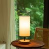 White and Wood bedside lamp with 2 USB charging ports, E27 table lamp