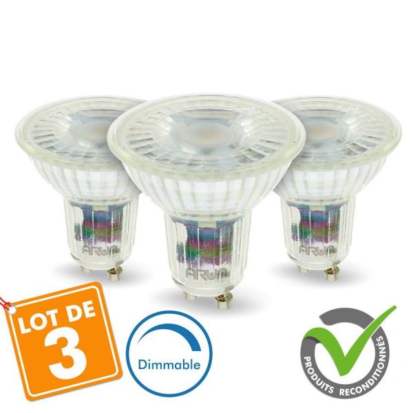 Lot de 3 Ampoules LED GU10 5W Dimmable 420 Lm Eq 50W - Reconditionné