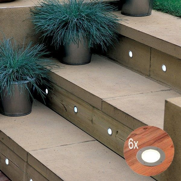 Kit of 6 warm white recessed outdoor spotlights