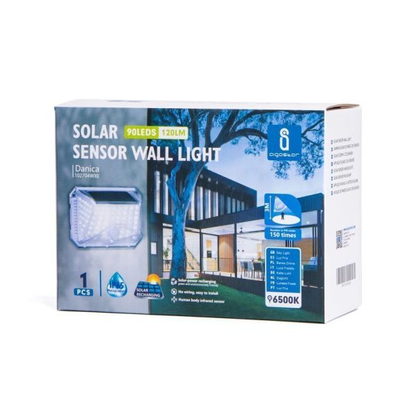 Motion detector solar wall light 120Lm 6500K