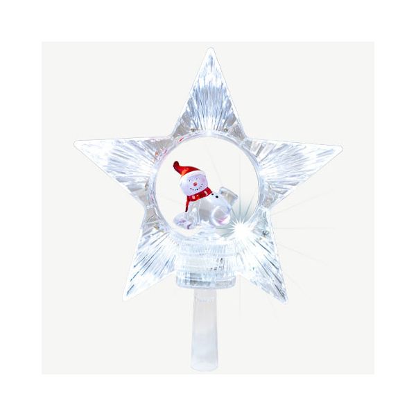 LED Star Crest with 6 LEDs With Battery Operated Rotating Snowman